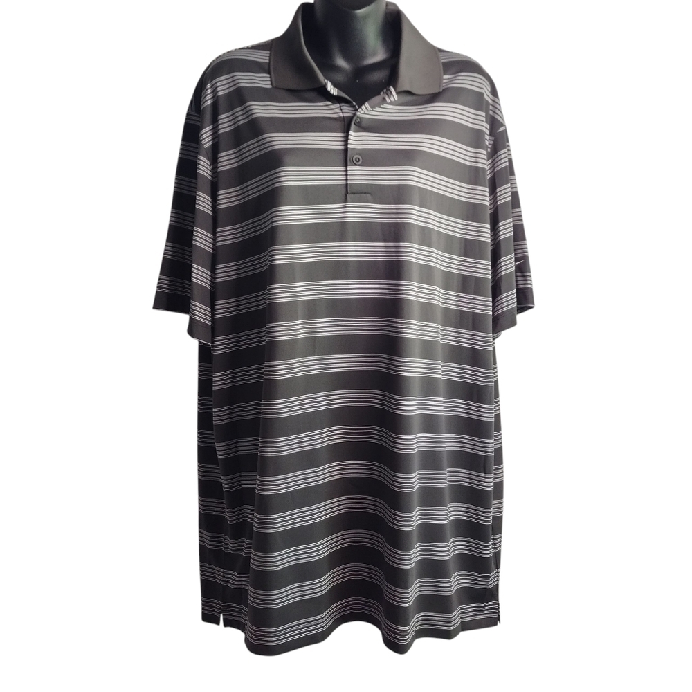 Nike Golf Men's Dri Fit Polo Shirt White Black Striped 1/4 Button  Size XL